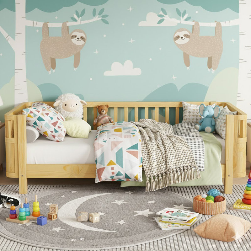 Lit plateforme en bois pour enfants, Naturel, Simple
