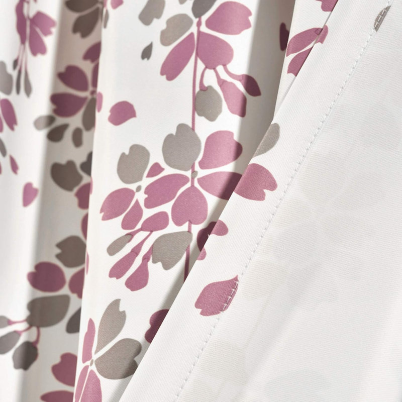 Paire de rideaux Weeping Flower, Rose / Gris, L 52 po x L 63 po