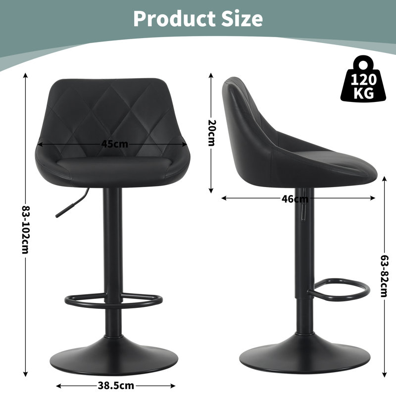 Swivel Adjustable Height Counter Stool with Metal Frame, Black