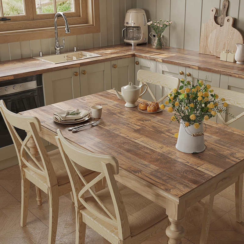 Papier peint adhésif brun en bois TANONE - Papier peint auto-adhésif à grain de bois 17,8 "x 394" pour mur, mobilier, comptoir