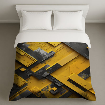 Housses de couette à formes géométriques jaunes et grises