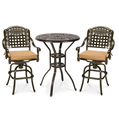 2 - Person Patio Dining Set with Round Table , Cushions Included