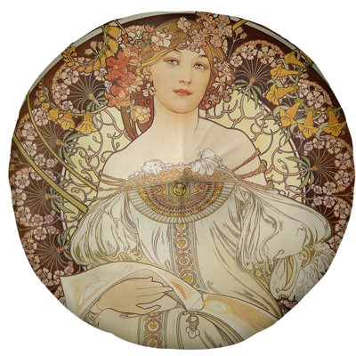 Coussin de plancher lisant alphonse mucha bougon
