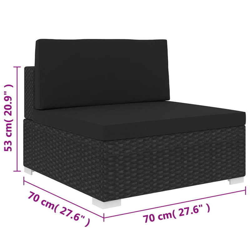 Polkville Patio Chair with Cushions, Black, Black