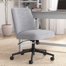 Mid Back Armless Office Chair With Wheels In Soft Beige Fabric, Computer Desk Seating For Personal Workspace
