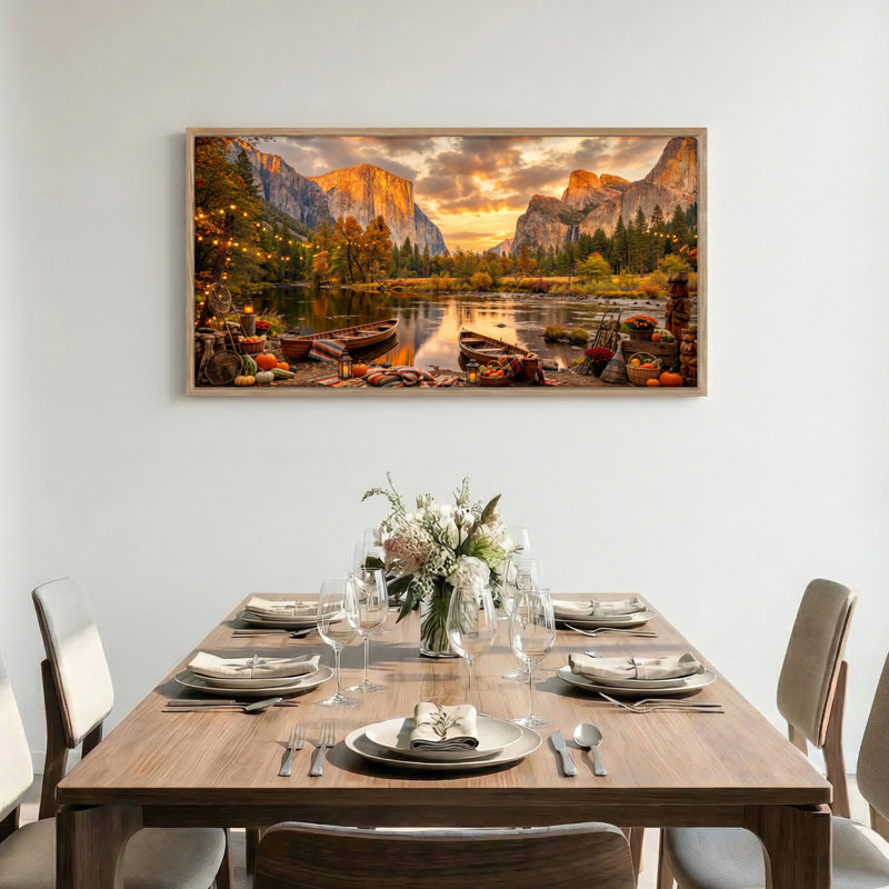 Tableau encadré sur toile représentant un paysage d'automne (1 pièce), 147 x 71 cm, 58 po x 28 po