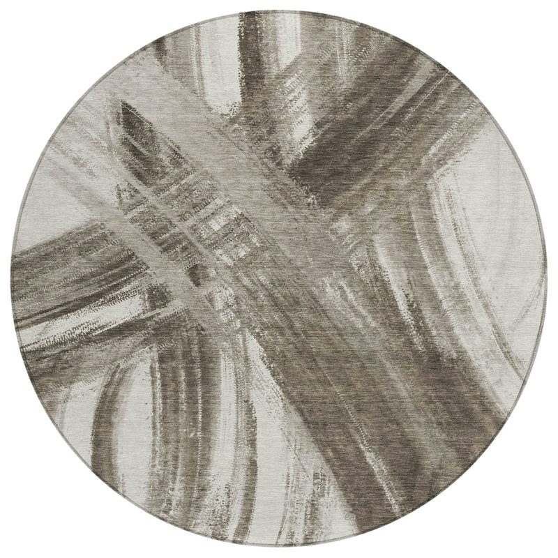 Machine Washable Indoor/Outdoor Lockway ACN2421 Abstract Rug, Round 8'