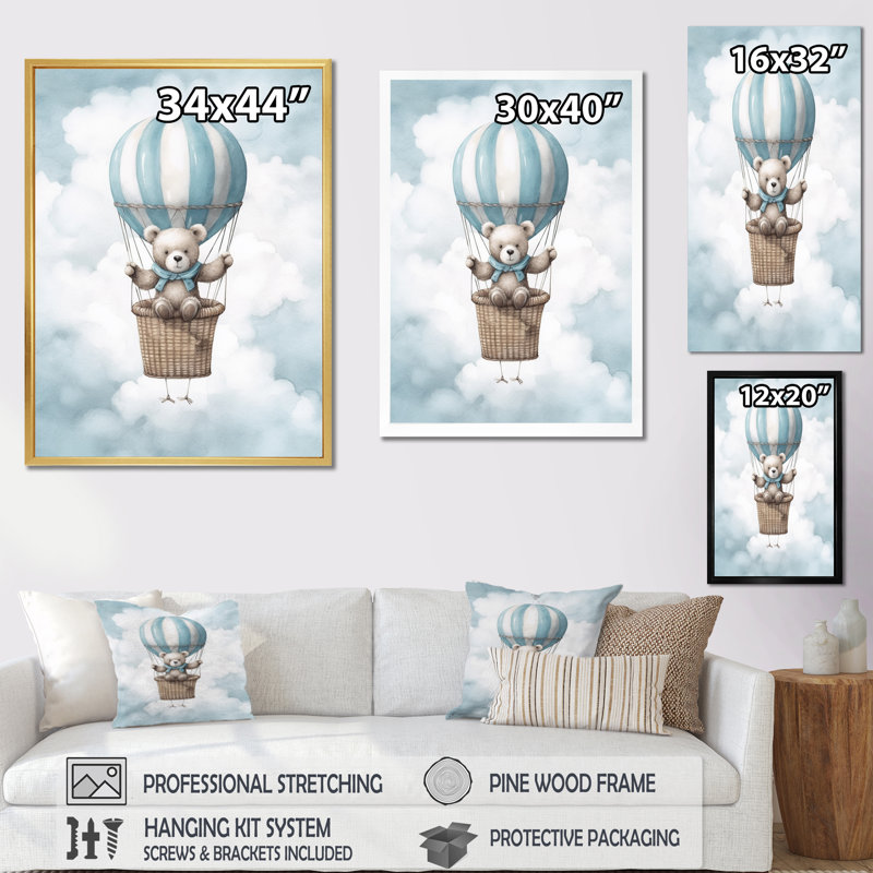 «Nursery Bear Cub Kids Dreams II», reproduction, H 20 po x l 12 po x P 1 po, Encadrement doré