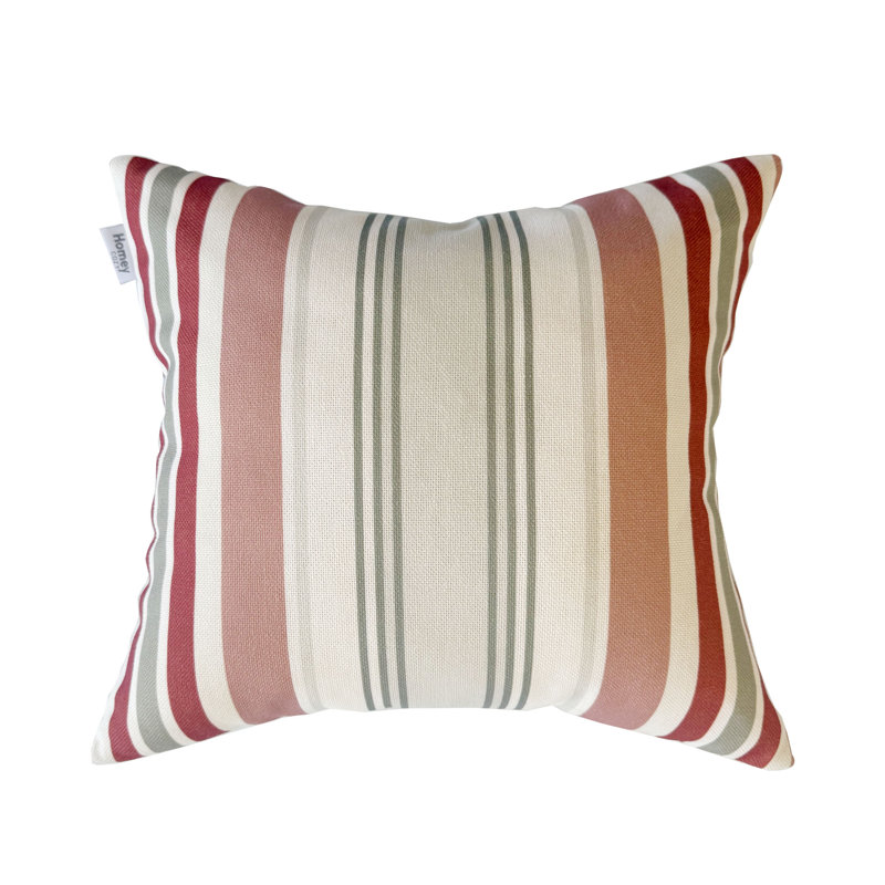 Set of 2 Outdoor Throw Pillows 18x18, Weather Resistant UV Fade Resistant Patio Cushions, Beige/Red