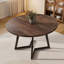 47.2 Inch Round Dining Table for 4-6, Farmhouse Style with Retro Tabletop and Curved Legs, Kitchen Table with Metal Frame, for Dining Room and Family Meals-1253457188