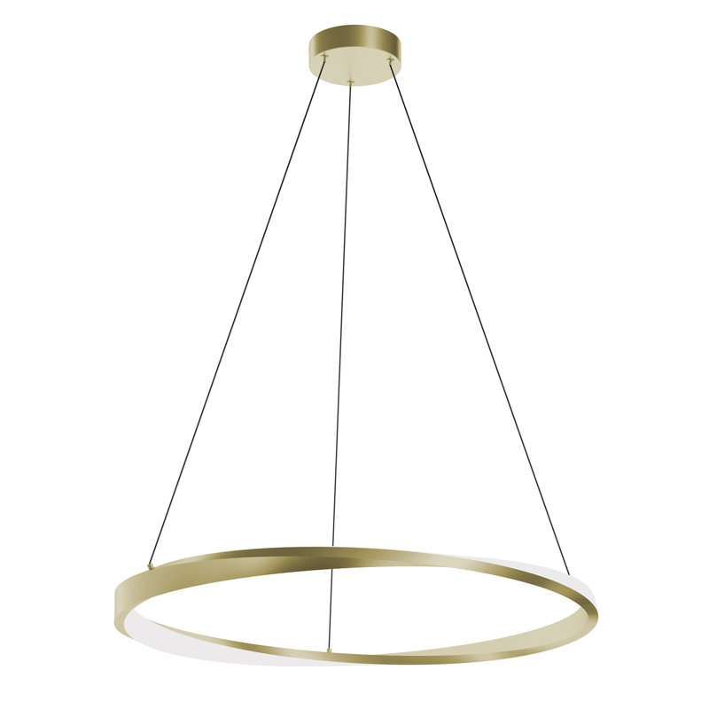 Luminaire suspendu 32 po à DEL en laiton antique Oberon, Laiton clair antique, 30 W
