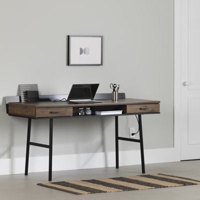 Bureau Edmon avec 2 tiroirs et 1 compartiment ouvert