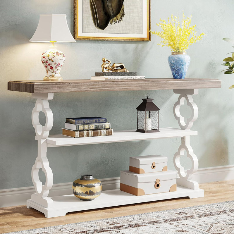 Console French Country, canapé de style campagnard avec 3 tablettes de rangement