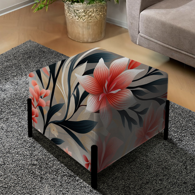 Motif discret corail tropical II - repose-pieds carré tropical