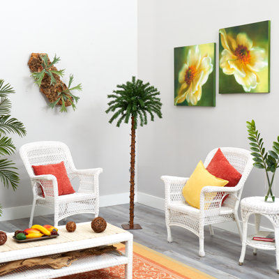 Arbre de Noël vert à plumes tropicales avec lumières DEL