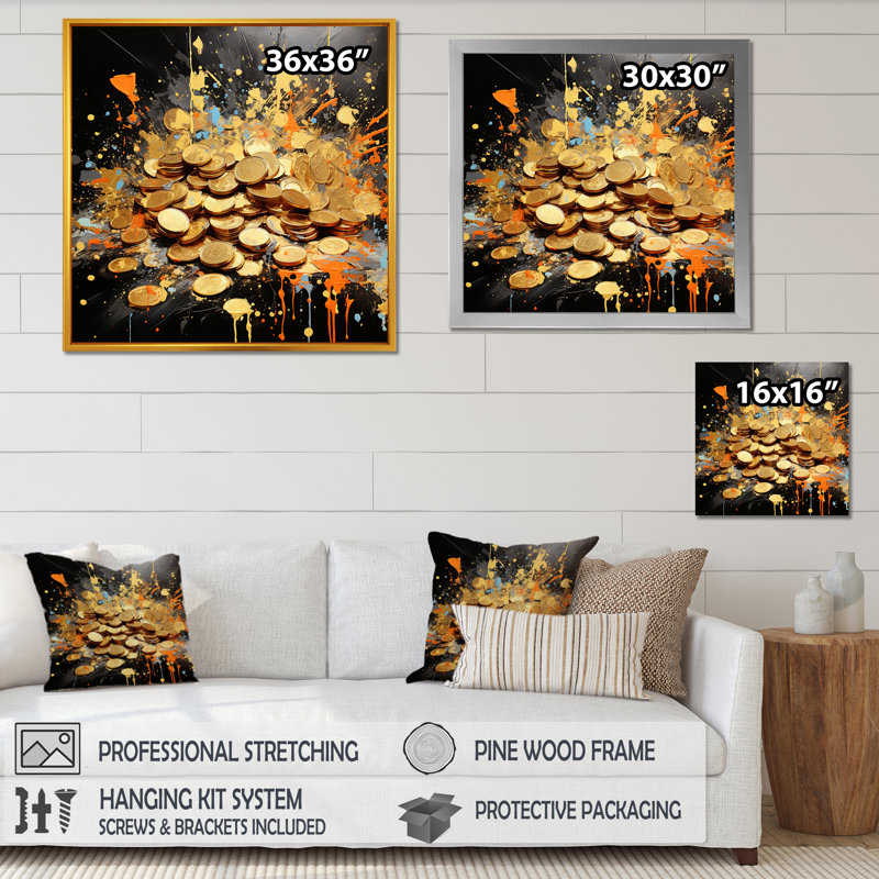 Popart magique argent - impressions sur toile abstraites_105805, Cadre photo noir, H 16 po x l 16 po x P 1 po