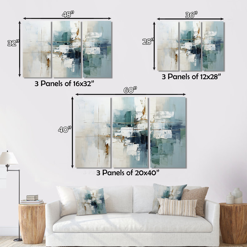 Subtle Serenity I - Abstract Collages Wall Art Print Set, 28" H x 36" W x 1" D
