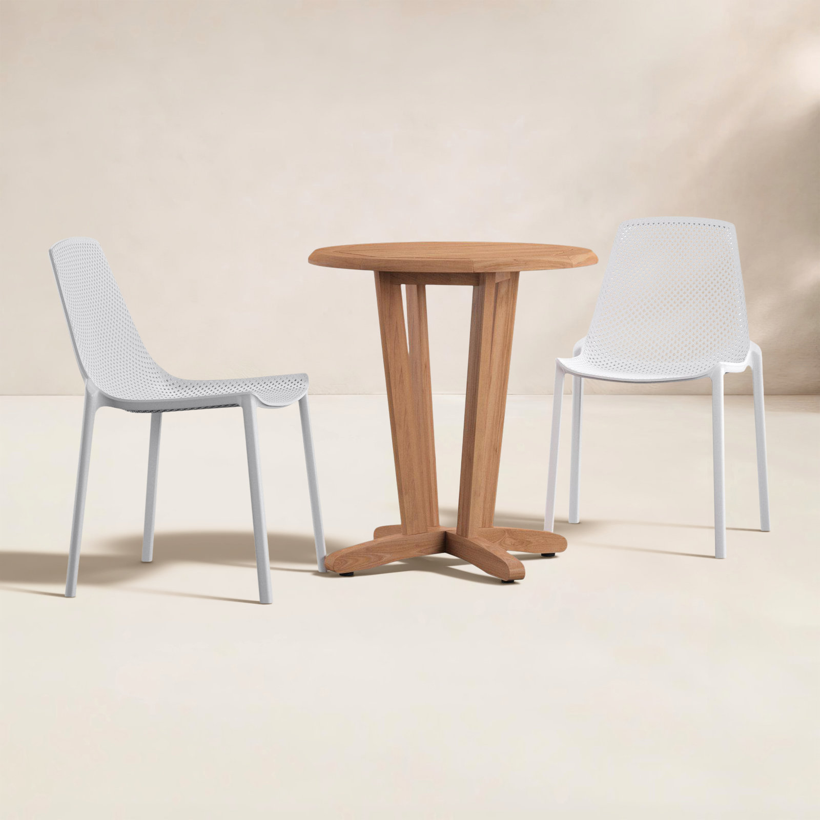 Anautica 27" Teak Patio Bistro Set, White