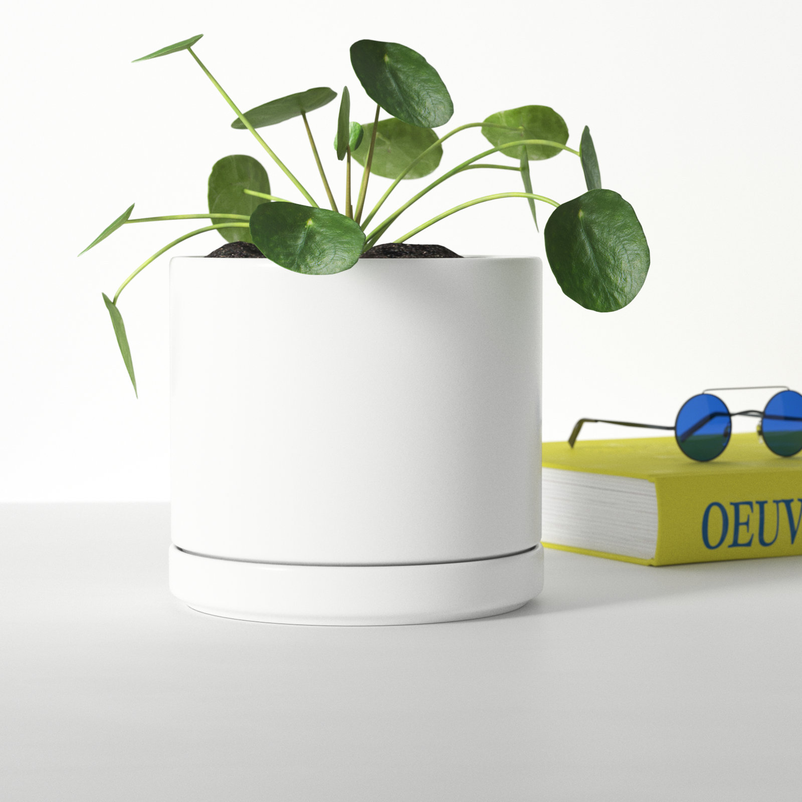 Cheryl Handmade Ceramic Pot Planter, 9.75" H x 10.5" W x 10.5" D, White