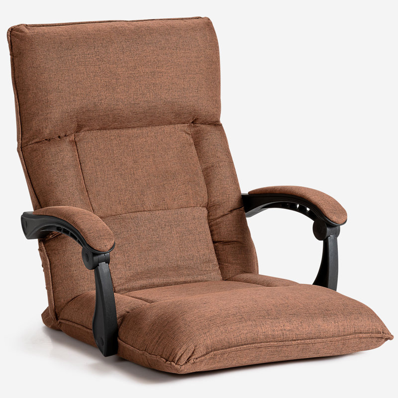 Isabelle & Max Caceres Adjustable Padded Armrests and Reclining Floor Game Chair in Gray, Brown
