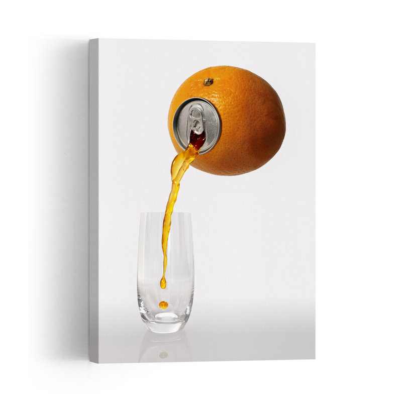 Fresh Orange Pour Surreal Vibrant Contemporary Fruit Wall Art Print by Jesus M. Garcia - Wrapped Canvas Print