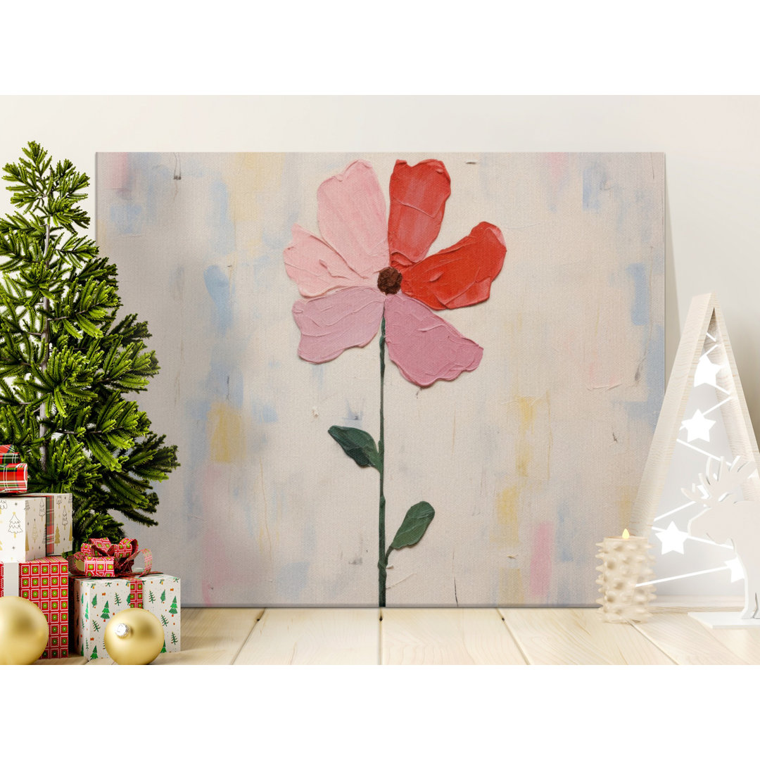 Abstract Flower Canvas Wall Art, Gallery Wrapped Matte Print, Pink and Red Floral Painting, Ready to Hang, Modern Home Decor, Archival