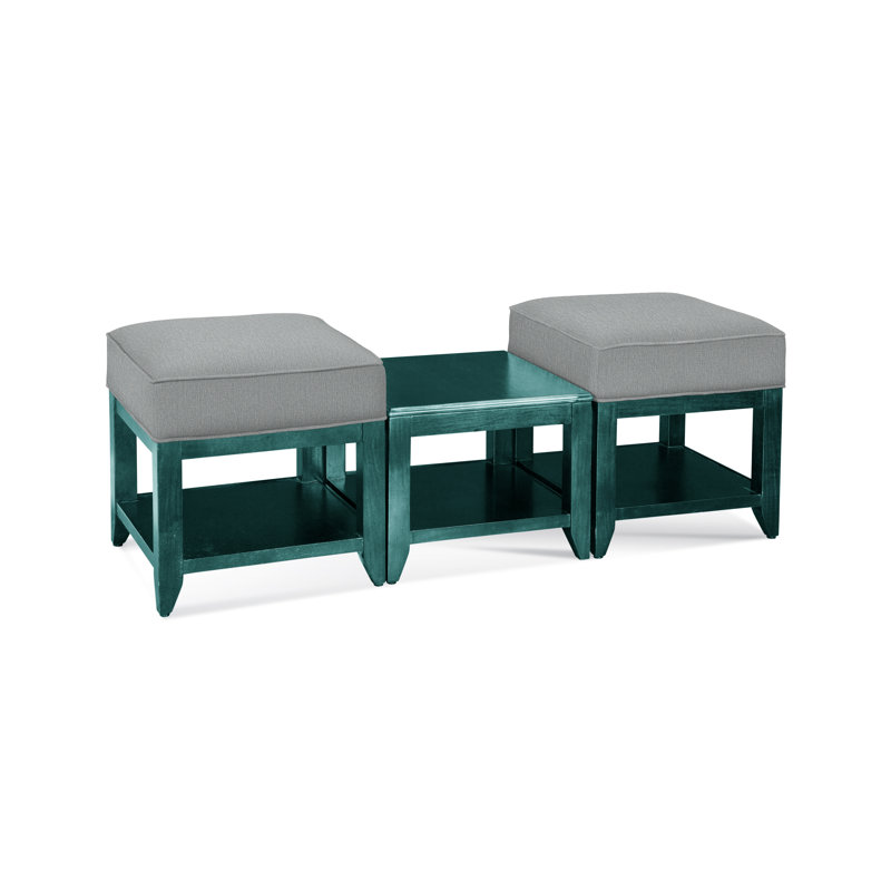 Elements Upholstered Cube Ottoman, Light Blue Performance Fabric; 0851-55, Stone Hearth