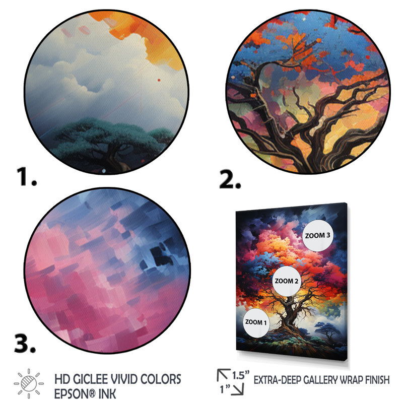 «Blue Red Oak Tree Oak Symphony III», reproduction sur toile florale et botanique, H 20 po x l 12 po x P 1 po