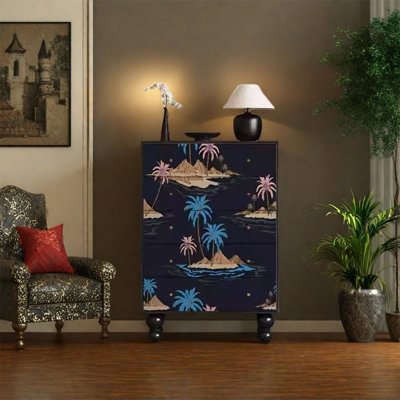 Armoire en bois de noyer avec grands tiroirs et rangement