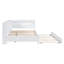 Lit de jour double en bois avec lit gigogne simple, lit de jour avec tablette de rangement et ports de chargement USB, blanc