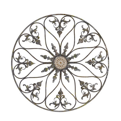 Grand Fleur Scroll Round Metal Wall Medallion