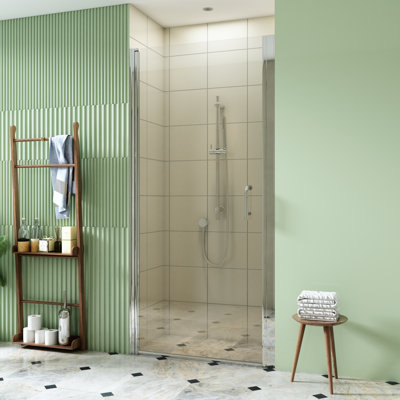 36"-37 1/4" W x 72" H Pivot Semi-Frameless Shower Door with Clear Glass