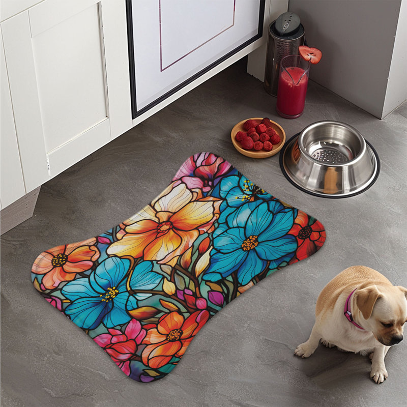 Tapis à motif floral en mosaïque - 1 pièce, 18"
