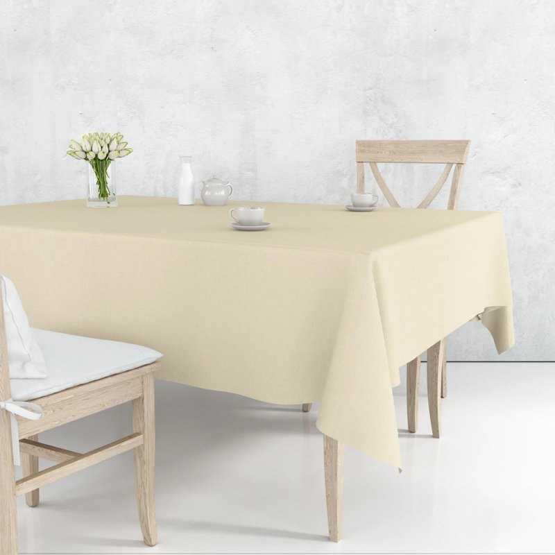 Disposable Plastic Premium Tablecloth Heavyweight Rectangle 54" x 108", Ivory, 1