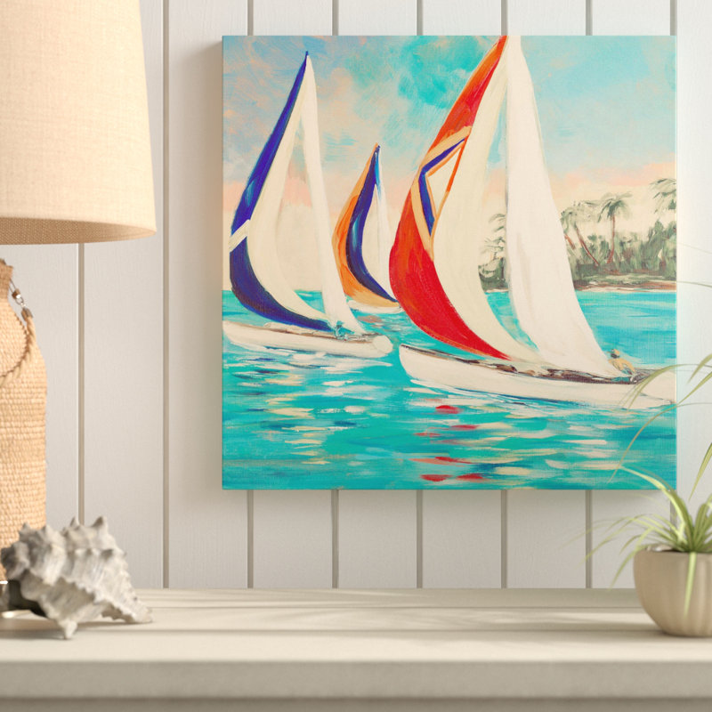 «Sunset Sails II», reproduction de peinture acrylique, H 18 po x l 18 po x P 1 po, Toile tendue