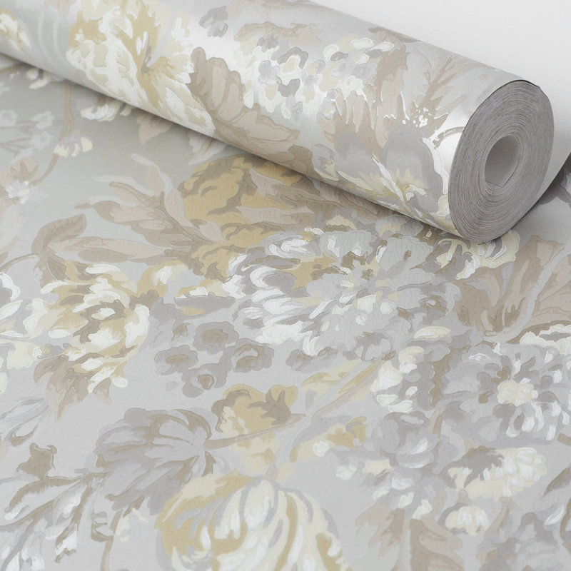 Rouleau de papier peint texturé à l'ancienne, Gris/Jaune, 57,1 pieds carrés