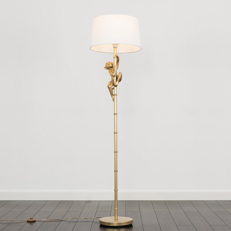 Meggan 150cm Traditional Floor Lamp, Gold, White, Yes