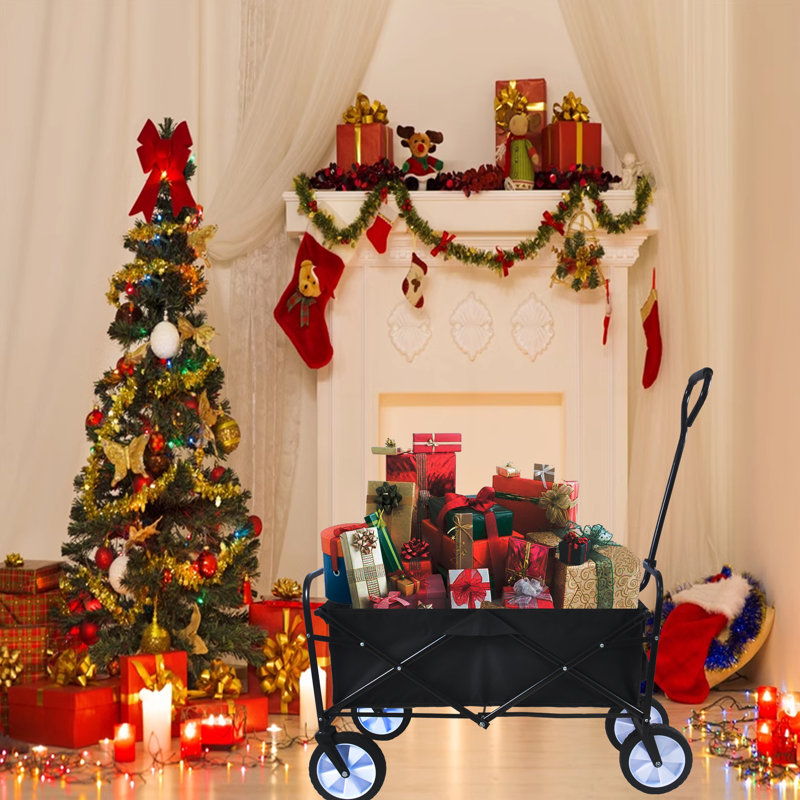 Chariot de magasinage pliable avec roulettes, Noir, H 46,45 po x l 39,37 po x P 19,68 po
