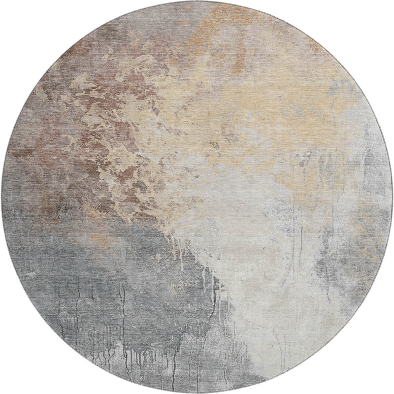 Tapis abstrait lavable à la machine de qualité supérieure AMF1842, Rond 8 pi