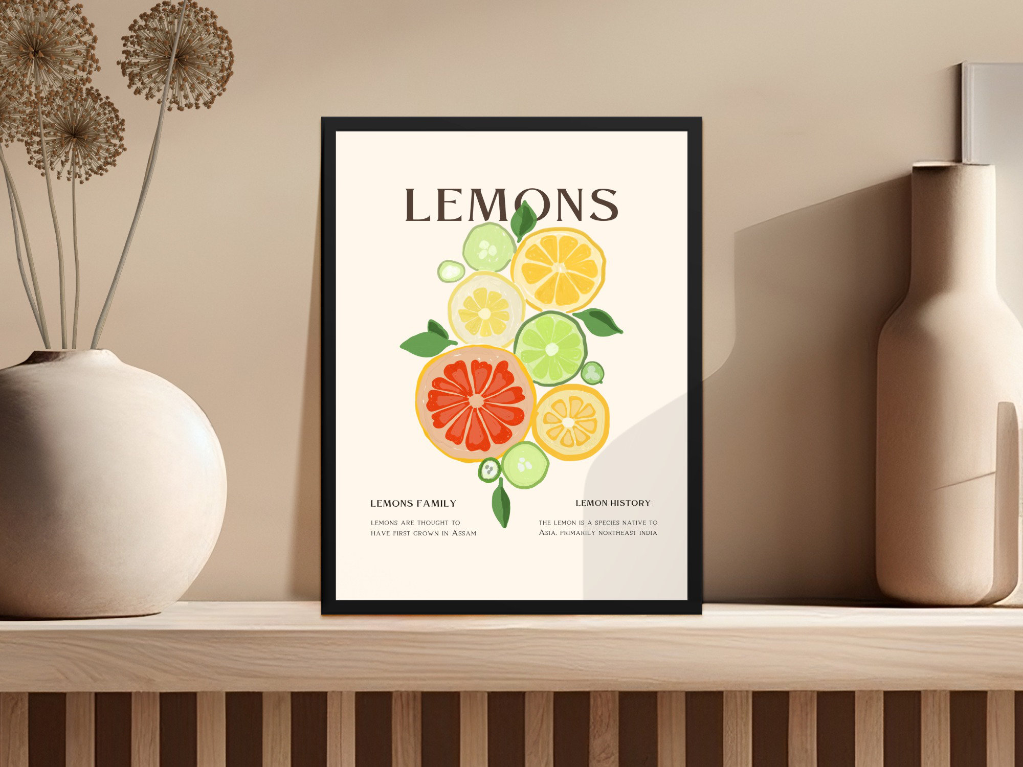 Ivy Bronx Lemons Family Lemon History Illustrated Wall Art Framed ...