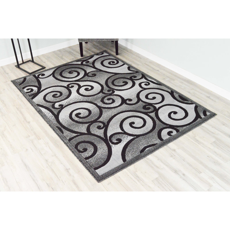 Tapis gris / noir Cosper, Rectangle 8 pi x 10 pi 5 po