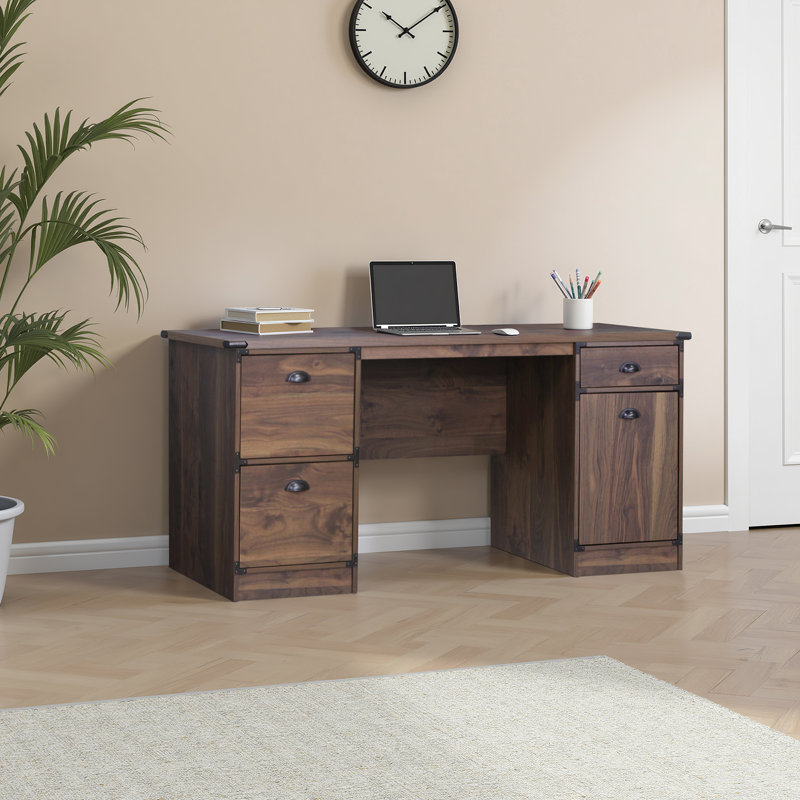 Coppola 61.4'' W Rectangle Executive Desk, Walnut