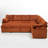 Corduroy Modular Sectional Sofa Bed With USB Charging Ports And Storage Chaise, U-Shaped Pull-Out Sofa Bed With Cup Holder For Living Room, House-524221166