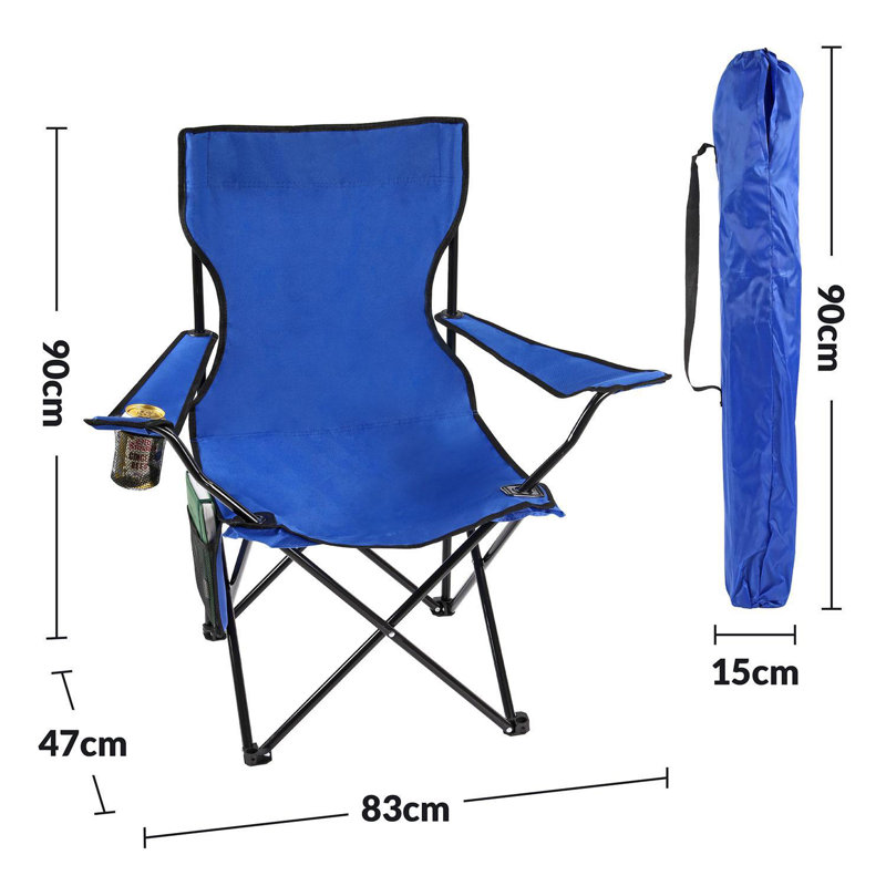 Set Of 2 Portable Folding Camp Chairs – Lightweight With Cup Holder, Side Pocket, And Carry Bag – Ideal For Camping, Festivals, Garden, Fishing, Beach, And Bbqs