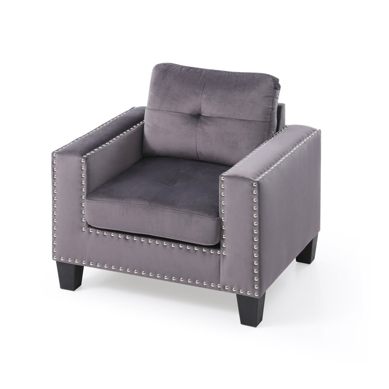 Caceres Velvet Armchair, Gray