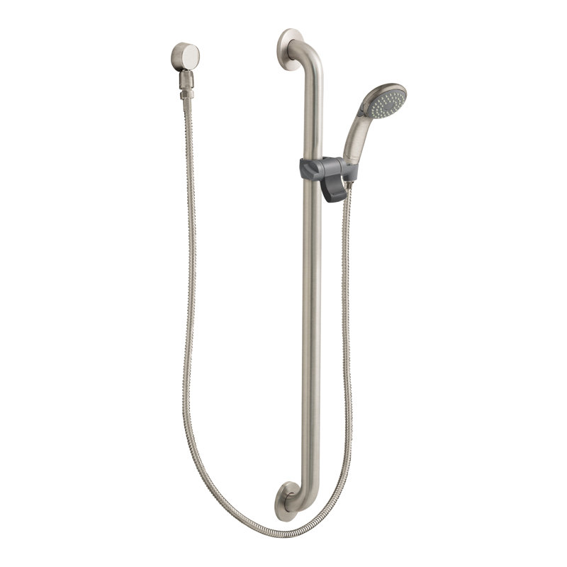Pomme de douche à barre coulissante commerciale, Nickel brossé classique