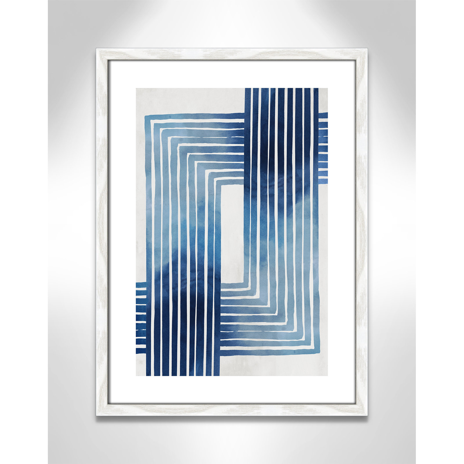 Lanny "In Unison" Painting by Eva Watts, White Wood Framed Paper, 23" H x 17" W x 0.75" D