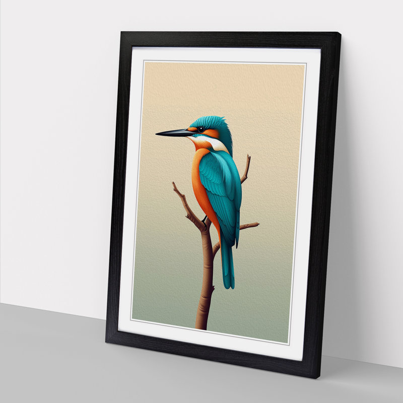 Kingfisher Minimalism Framed Print, 34cm H x 25cm W x 2cm D, Black