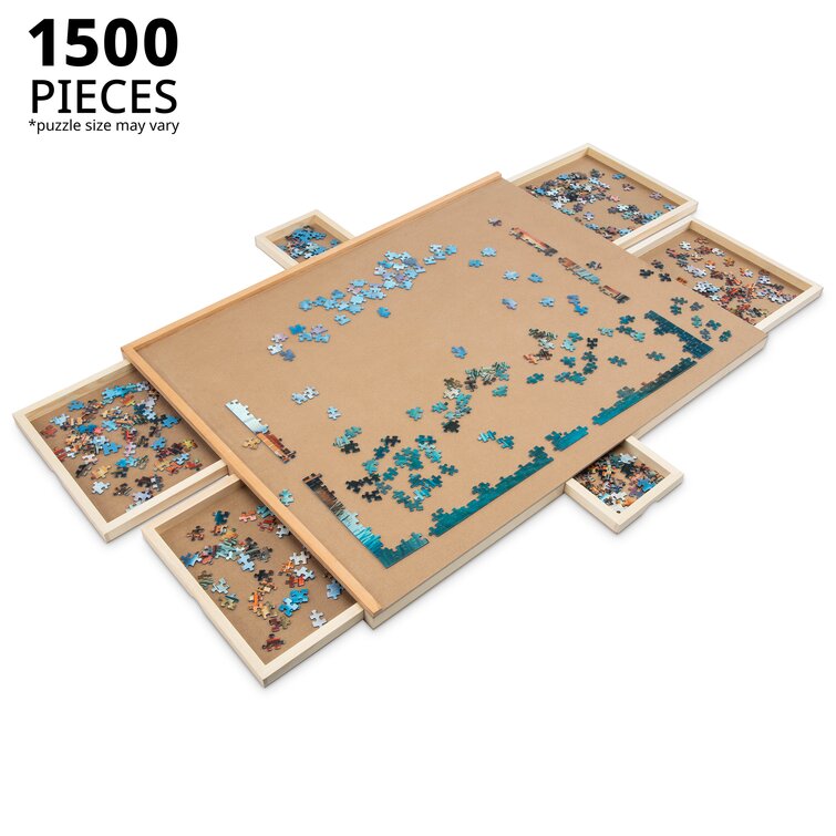 Table de puzzle en bois avec 4 tiroirs 500/1000/1500 pièces grande planche  de puzzle portable plateau de rangement pour adolescents adultes, meilleur