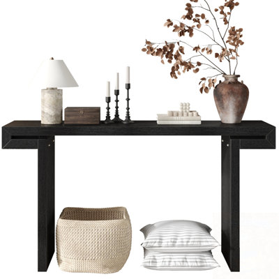 Rectangular Console Table With Sturdy Sled Wood Legs